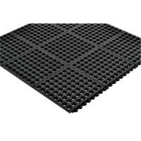 Cushion-Ease&reg; 550 Interlocking Anti-Fatigue Mat, Slotted, 3' x 3' x 3/4", Black, Rubber Cintas