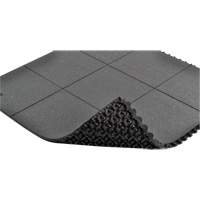 Cushion-Ease&reg; Interlocking Anti-Fatigue Mat, Pebbled, 3' x 3' x 3/4", Black, Natural Rubber Cintas