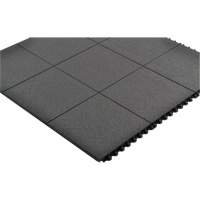 Cushion-Ease&reg; Interlocking Anti-Fatigue Mat, Pebbled, 3' x 3' x 3/4", Black, Natural Rubber Cintas