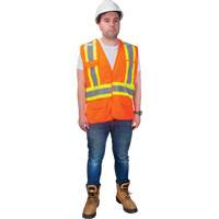 CSA-Compliant High-Visibility Surveyor Vest, High Visibility Orange, Medium, Polyester Cintas