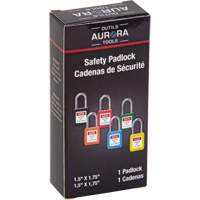 Verrouillage pour les consignations, Cadenas de s&eacute;curit&eacute;, Cl&eacute;s diff&eacute;rentes, Thermoplastique, Largeur de 1-1/2" Cintas