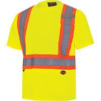 6991 Bird's-Eye Safety Shirt, Polyester, 3X-Large, High Visibility Lime-Yellow Cintas