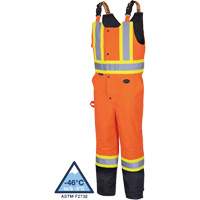5040BB Waterproof Quilted Bib Pants, Polyester, X-Small, Black/High Visibility Orange Cintas