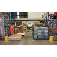 Magnetic Wall Mount Barrier with Magnetic Tape, Plastic, Magnetic Mount, 15', Black and Yellow Tape Cintas