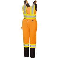 5040BBW Women's High-Visibility Waterproof Safety Overalls, Polyester, X-Small, Black/High Visibility Orange Cintas