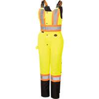 5041BBW Women's High-Visibility Waterproof Safety Overalls, Polyester, X-Small, Black/High Visibility Lime-Yellow Cintas