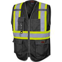 6959BK Veste de s&eacute;curit&eacute; haute visibilit&eacute; en tricot chaîne avec fermeture &agrave; glissi&egrave;re, Noir, T-petit, Polyester Cintas