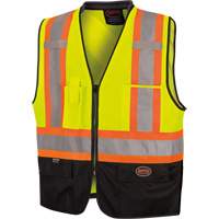 6895 Veste de s&eacute;curit&eacute; haute visibilit&eacute; bicolore avec fermeture &agrave; glissi&egrave;re sur tout le devant, Noir/Jaune lime haute visibilit&eacute;, 2T-Grand/3T-Grand, Polyester Cintas