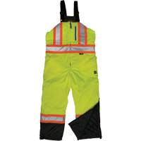 Ripstop Insulated Safety Bib Overall, Polyester, X-Small, High Visibility Lime-Yellow Cintas