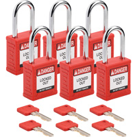 Cadenas de verrouillage Velocity, Rouge, Cl&eacute;s identiques, Nylon, Largeur de 1-1/2" Cintas