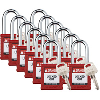 Cadenas de verrouillage Velocity, Rouge, Cl&eacute;s diff&eacute;rentes, Nylon, Largeur de 1-1/2" Cintas