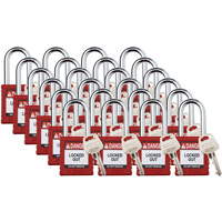 Cadenas de verrouillage Velocity, Rouge, Cl&eacute;s diff&eacute;rentes, Nylon, Largeur de 1-1/2" Cintas