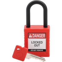 Cadenas de verrouillage de s&eacute;curit&eacute; Velocity, Rouge, Cl&eacute;s diff&eacute;rentes, Nylon, Largeur de 1-1/2" Cintas