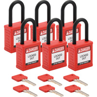 Cadenas de verrouillage Velocity, Rouge, Cl&eacute;s identiques, Nylon, Largeur de 1-1/2" Cintas