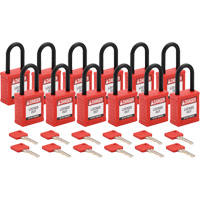 Cadenas de verrouillage Velocity, Rouge, Cl&eacute;s diff&eacute;rentes, Nylon, Largeur de 1-1/2" Cintas