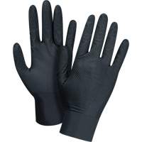 Gants d'examen de poids lourd &agrave; prise tactile, Grand, Nitrile, 8 mils, Sans poudre, Noir, Classe 2 Cintas