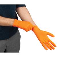 Heavyweight Tactile Grip Examination Gloves, Large, Nitrile, 8-mil, Powder-Free, Orange, Class 2 Cintas