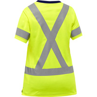Chemise &agrave; manches courtes et X au dos Bisley pour femmes, Poly-coton, Petit, Jaune lime haute visibilit&eacute; Cintas