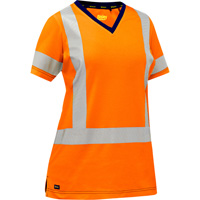 Chemise &agrave; manches courtes et X au dos Bisley pour femmes, Poly-coton, Petit, Orange haute visibilit&eacute; Cintas