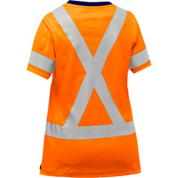 Chemise &agrave; manches courtes et X au dos Bisley pour femmes, Poly-coton, Petit, Orange haute visibilit&eacute; Cintas