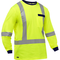 Chemise &agrave; manches longues et X au dos Bisley, Poly-coton, Petit, Jaune lime haute visibilit&eacute; Cintas