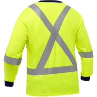 Chemise &agrave; manches longues et X au dos Bisley, Poly-coton, Petit, Jaune lime haute visibilit&eacute; Cintas