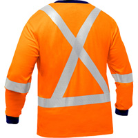 Chemise &agrave; manches longues et X au dos Bisley, Poly-coton, Petit, Orange haute visibilit&eacute; Cintas