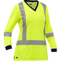 Chemise &agrave; manches longues et X au dos Bisley pour femmes, Poly-coton, Petit, Jaune lime haute visibilit&eacute; Cintas