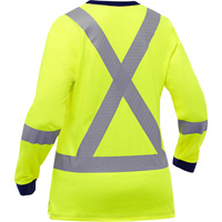 Chemise &agrave; manches longues et X au dos Bisley pour femmes, Poly-coton, Petit, Jaune lime haute visibilit&eacute; Cintas