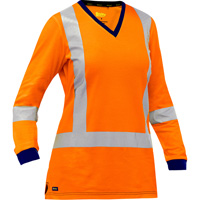 Chemise &agrave; manches longues et X au dos Bisley pour femmes, Poly-coton, Petit, Orange haute visibilit&eacute; Cintas