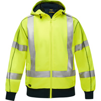 Bisley&reg; X-Back Full Zip Hooded Sweatshirt with Sherpa Lining, Small, High Visibility Lime-Yellow Cintas