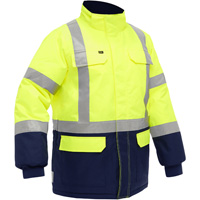 Manteau pour le froid extr&ecirc;me avec bas bleu marin et X au dos Bisley, Polyester, Jaune lime haute visibilit&eacute;, Petit Cintas
