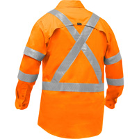 Chemise de travail &agrave; manches longues et X au dos Bisley avec X-Airflow, Poly-coton, Petit, Orange haute visibilit&eacute; Cintas