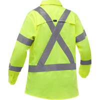 Chemise de travail &agrave; manches longues et X au dos Bisley avec X-Airflow pour femmes, Poly-coton, Petit, Jaune lime haute visibilit&eacute; Cintas
