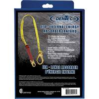 External Energy Absorber Lanyard with 2-1/4" Hook in Retail Box, 6', Snap Hook Center, Snap Hook Leg Ends, Polyester Cintas