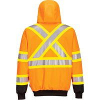 Contrast-Striped Safety Hoodie, Small, Black/High Visibility Orange Cintas