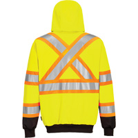 Contrast-Striped Safety Hoodie, Small, Black/High Visibility Lime-Yellow Cintas