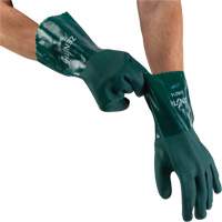 Double Dipped Green Gloves, 12" L, PVC, Cotton Jersey Inner Lining, 70-mil Cintas