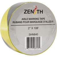 Aisle Marking Tape, 2" x 108', PVC, Black and Yellow Cintas