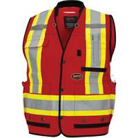6678 Veste d'arpenteur antimicrobienne haute visibilit&eacute; avec dos en maille, Rouge, Petit, Polyester Cintas