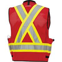 6678 Veste d'arpenteur antimicrobienne haute visibilit&eacute; avec dos en maille, Rouge, Petit, Polyester Cintas