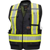 6679 Veste d'arpenteur antimicrobienne haute visibilit&eacute; avec dos en maille, Noir, Petit, Polyester Cintas