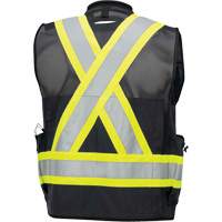 6679 Veste d'arpenteur antimicrobienne haute visibilit&eacute; avec dos en maille, Noir, Petit, Polyester Cintas