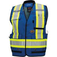 6681 Veste d'arpenteur antimicrobienne haute visibilit&eacute; avec dos en maille, Bleu royal, Petit, Polyester Cintas