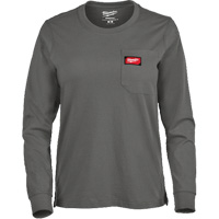 T-shirt &agrave; manches longues avec poches GRIDIRON, Femmes, T-petit, Gris Cintas