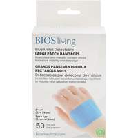 Blue Large Patch Bandages, Rectangular/Square, 3", Fabric Metal Detectable, Sterile Cintas