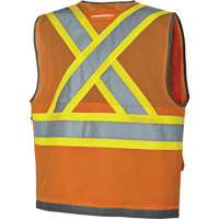 Veste de s&eacute;curit&eacute; pour arpenteur Pioneer avec fermeture &agrave; glissi&egrave;re et dos en maille, Orange haute visibilit&eacute;, Petit, Polyester Cintas