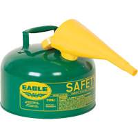 Safety Can for Combustibles with Funnel, Type I, Galvanized Steel, 2.5 US gal., Green, FM Approved/UL/ULC Listed Cintas