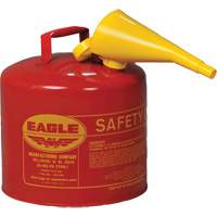 Safety Can for Flammables with Funnel, Type I, Galvanized Steel, 5 US gal., Red, FM Approved/UL/ULC Listed Cintas