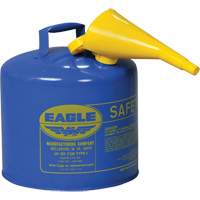Safety Can for Kerosene with Funnel, Type I, Galvanized Steel, 5 US gal., Blue, FM Approved/UL/ULC Listed Cintas